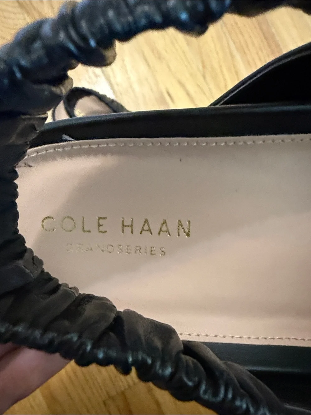 Cole Haan Black Leather Crossband Slingback Sandals